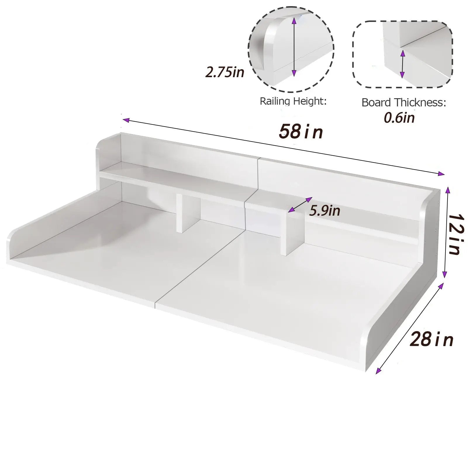 Washer Dryer Countertop with Non-Slip Pads - White by HouseOfZazla