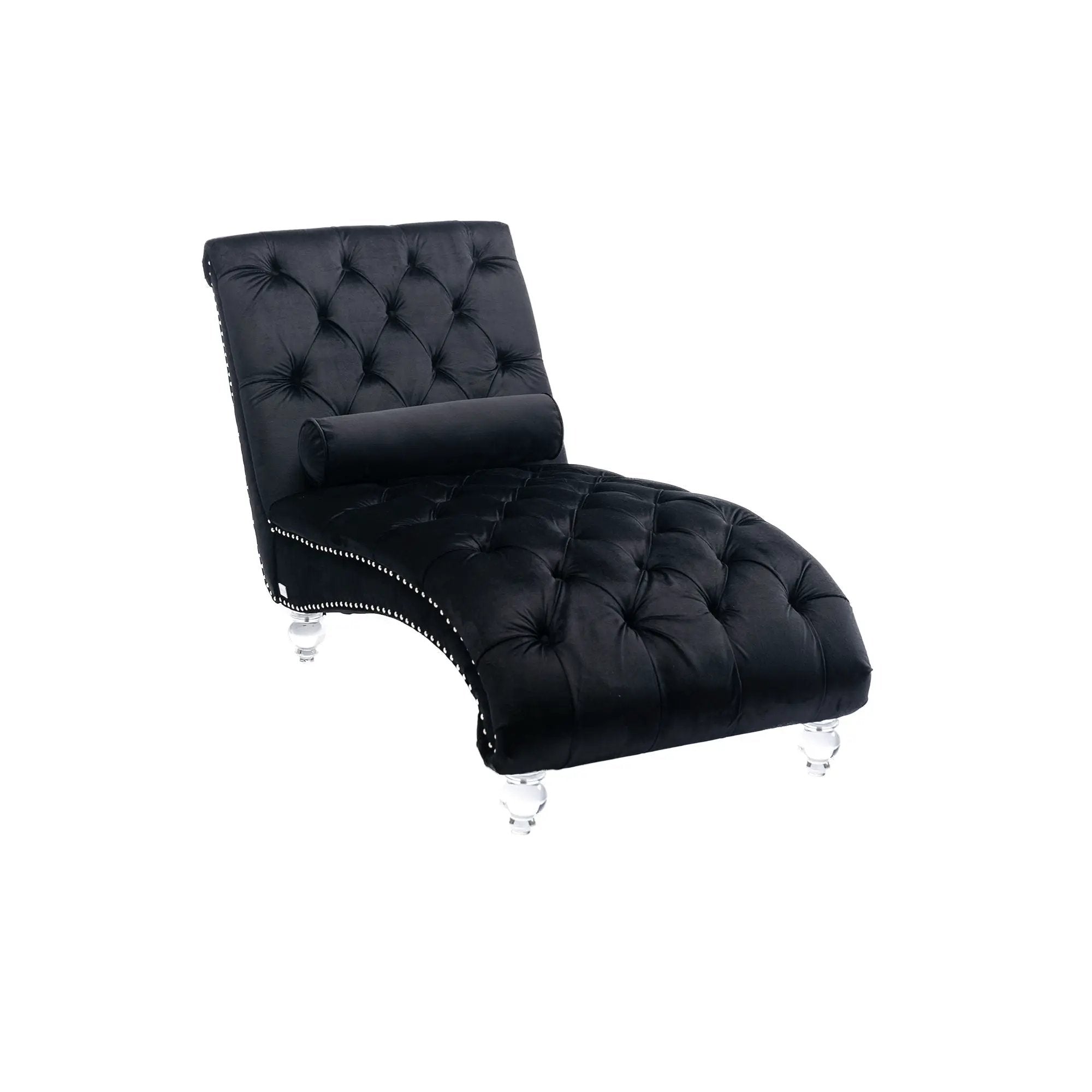 Chaise Lounge Indoor, Button Tufted Upholstered Chaise Lounge Chair With Pillow by Unique Piece Furniture