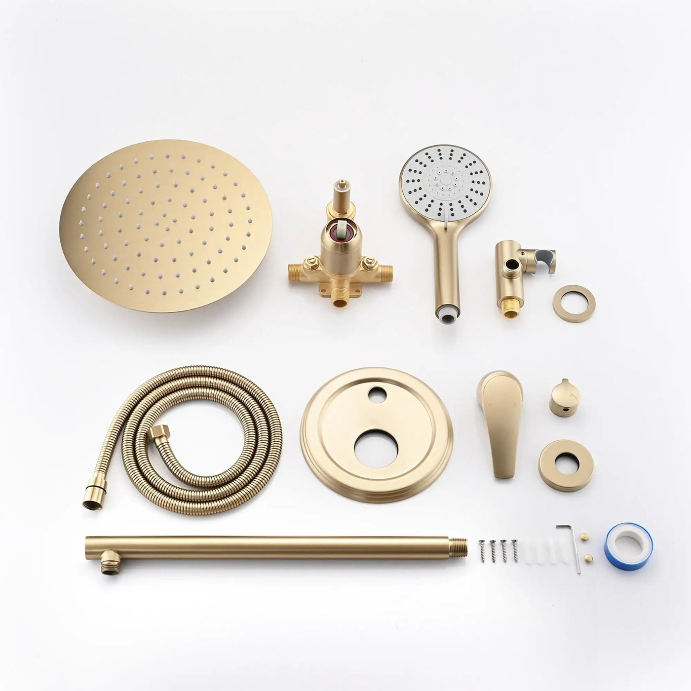 Wall Mounted Shower Set With High Pressure 10" Rain Shower Head And 5 Function Handheld Shower Head by HouseOfZazla