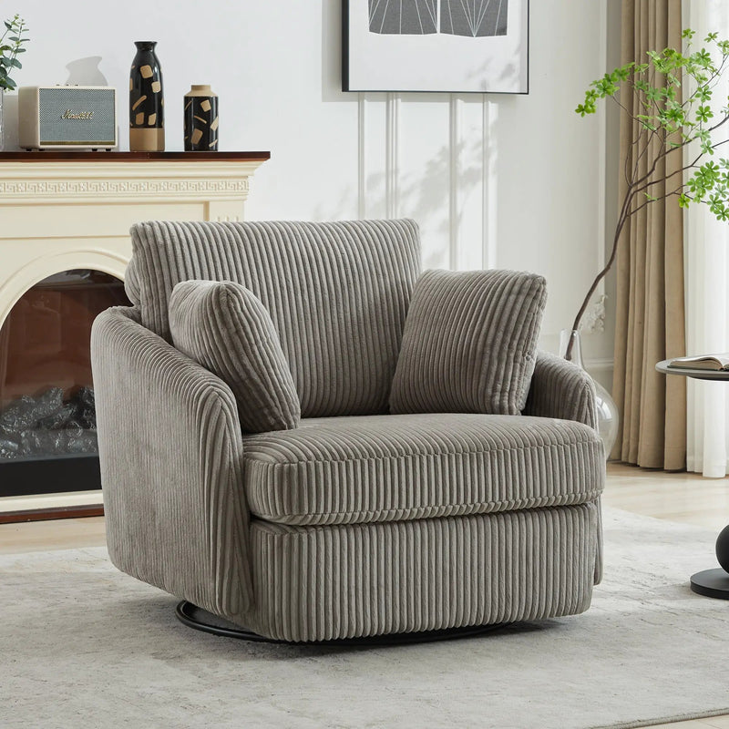 40.55"W Swivel Accent Chair with 2 Throw Pillows by HouseOfZazla