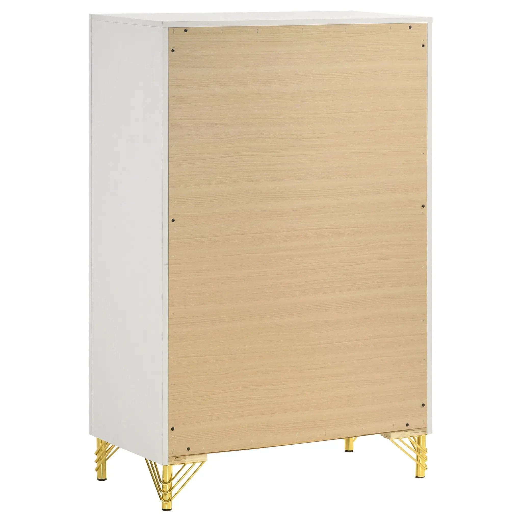 Chesney - 5 Drawer Chest With Trim - White by HouseOfZazla