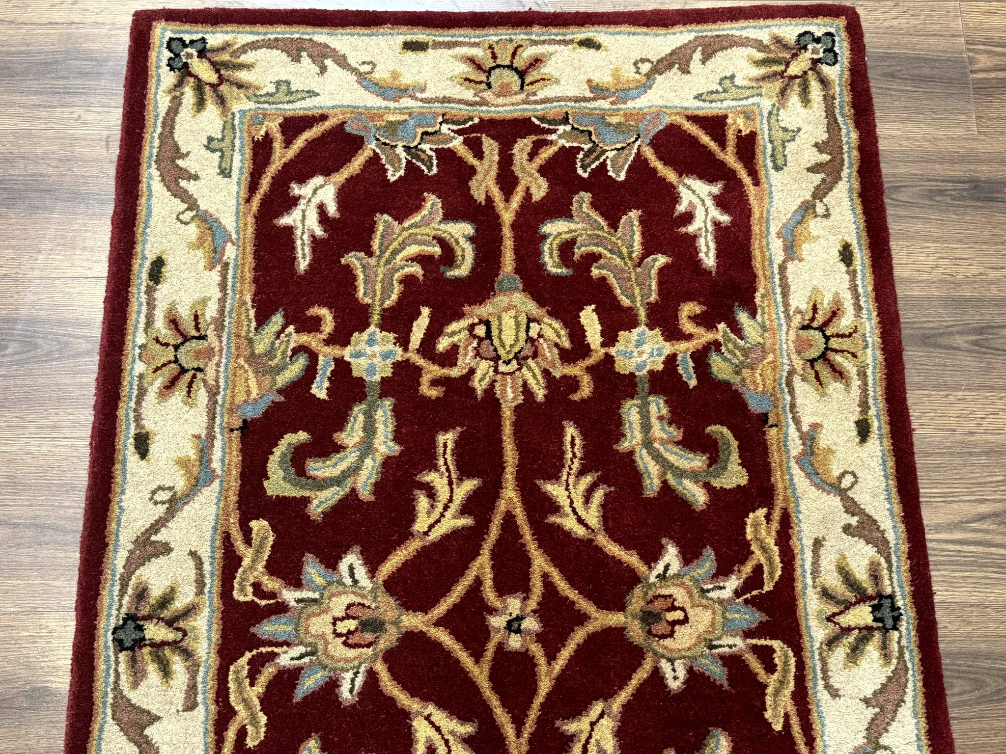Small Floral Wool Rug 3x5, Safavieh Heritage Collection, Dark Red, Pair B by Jewel Rugs