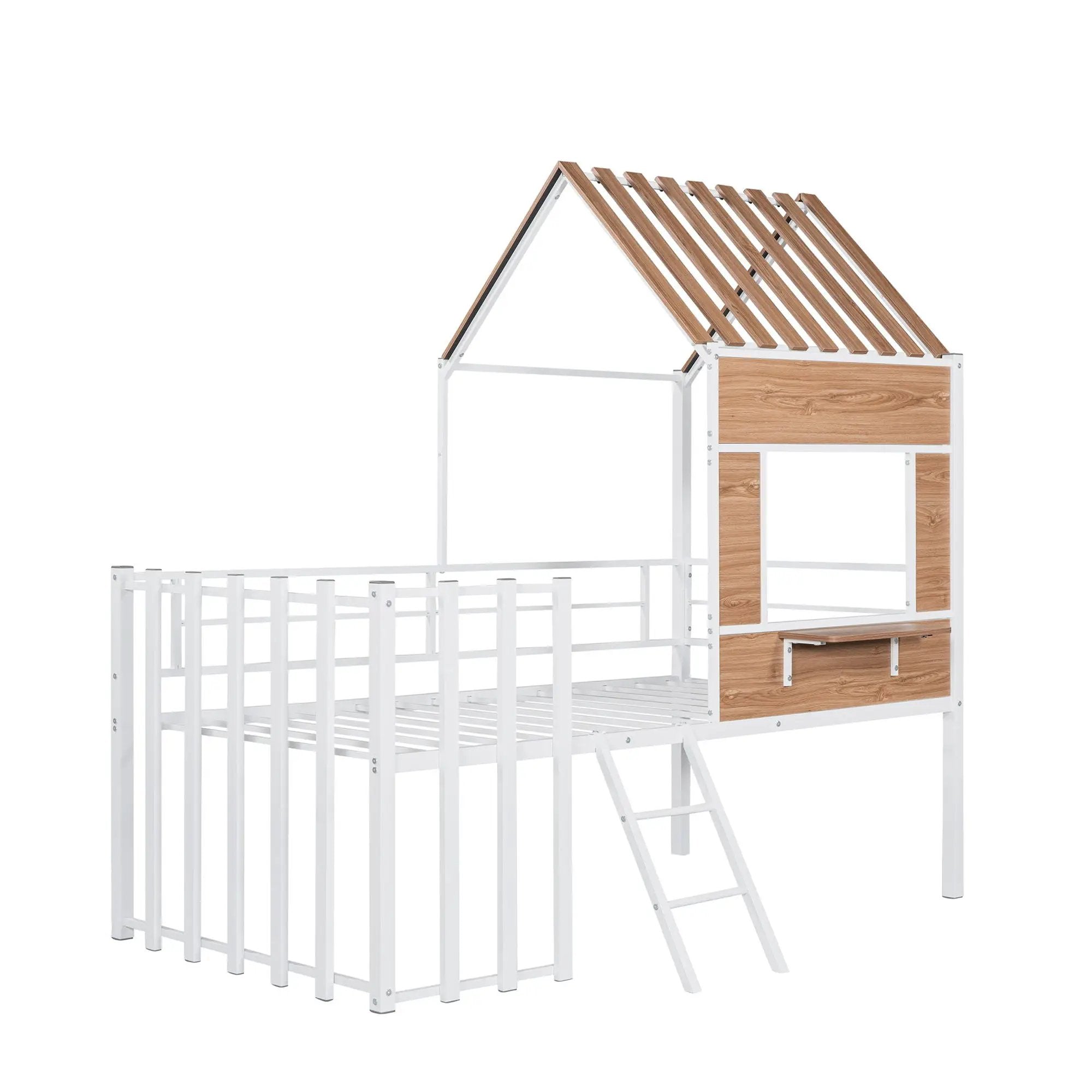 Loft Bed With Roof, Window, Guardrail, Ladder by HouseOfZazla