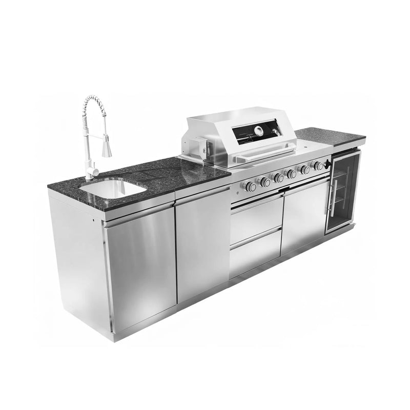 104" 4-Burner 72,000 BTU Silver Outdoor Kitchen Island Grill with Storage Cabinets & Drawers by Chery Industrial