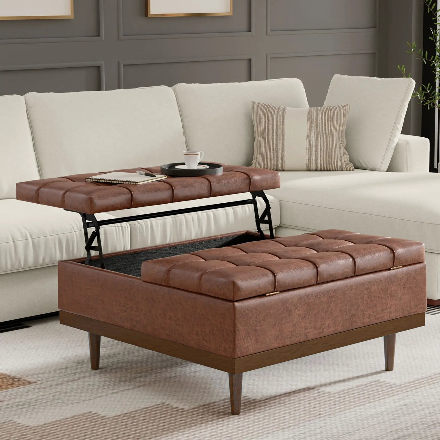 Mariah - Upholstered Lift Top Table Storage Ottoman by Unique Piece Furniture