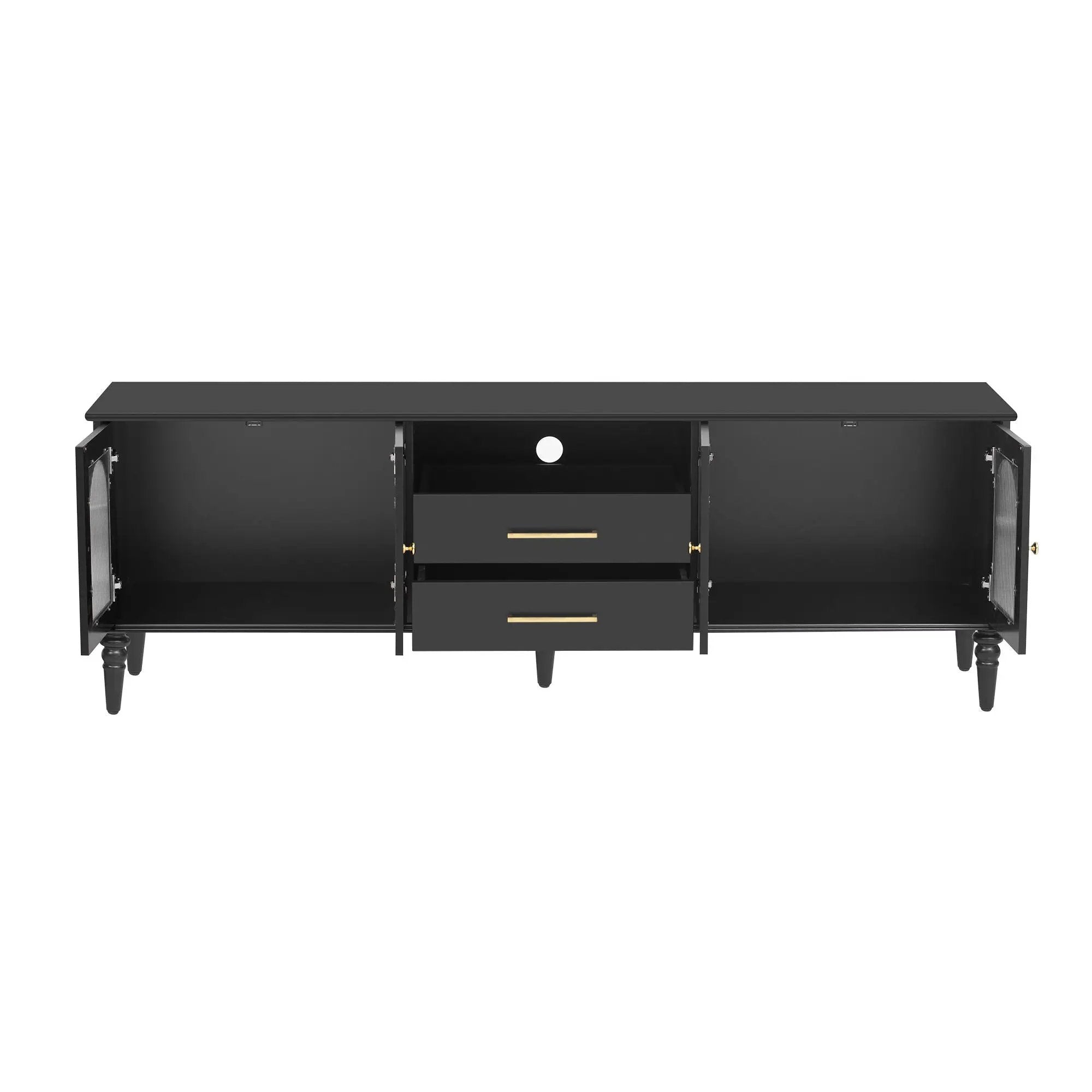 TV Stand For TVs Up To 75", Entertainment Center Media Console For Living Room - Black by HouseOfZazla