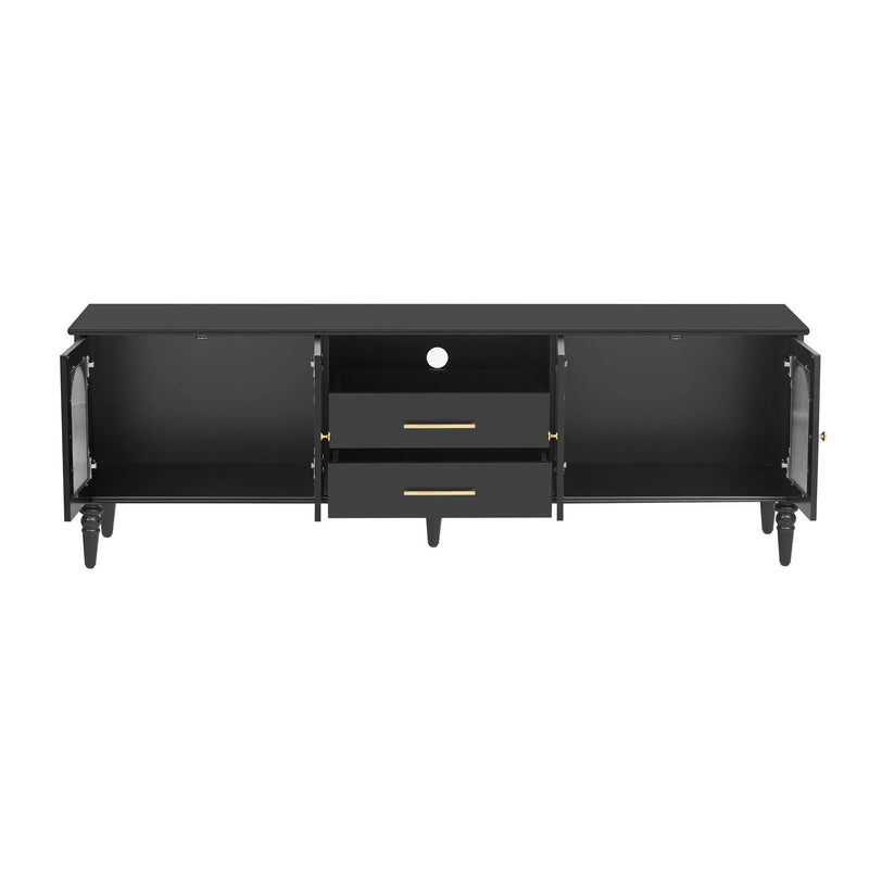 TV Stand For TVs Up To 75", Entertainment Center Media Console For Living Room - Black by HouseOfZazla
