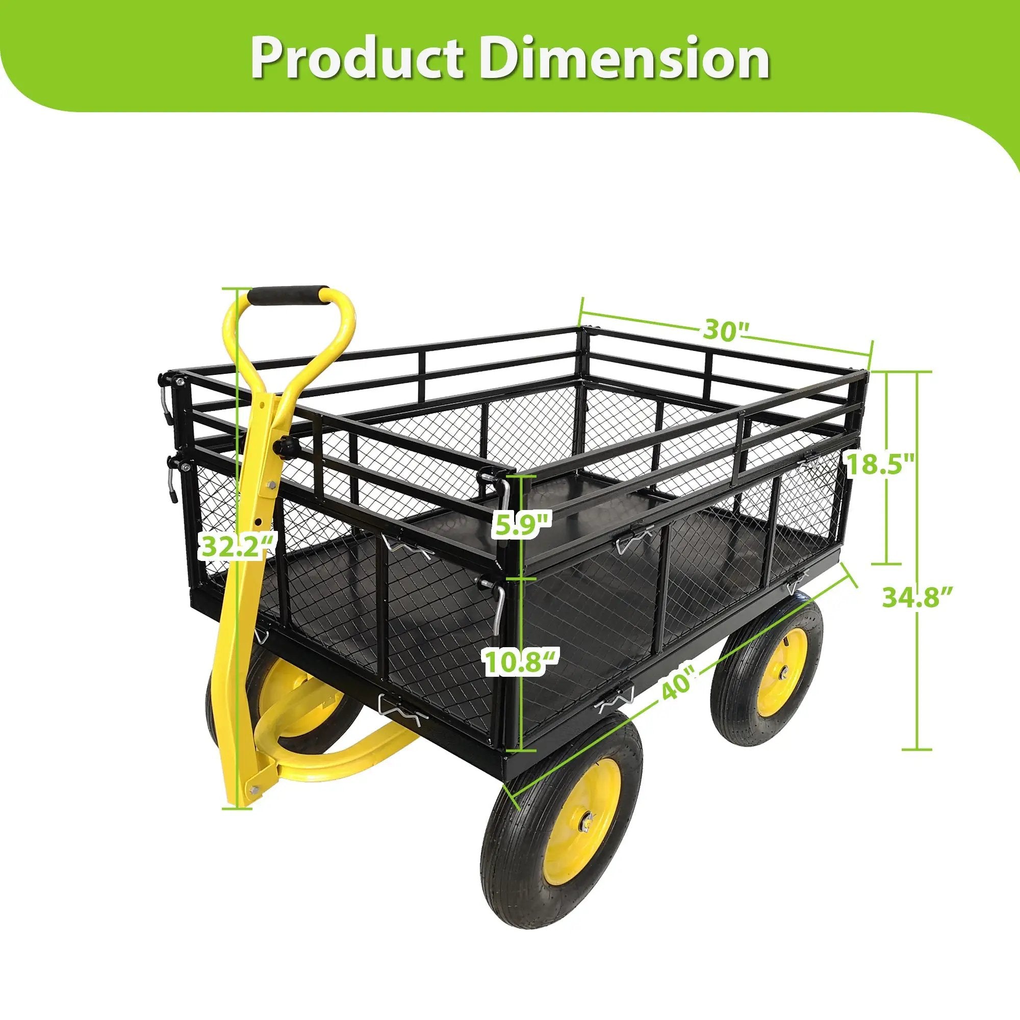 Steel Garden Cart, Heavy Duty 1400 lbs Capacity by HouseOfZazla