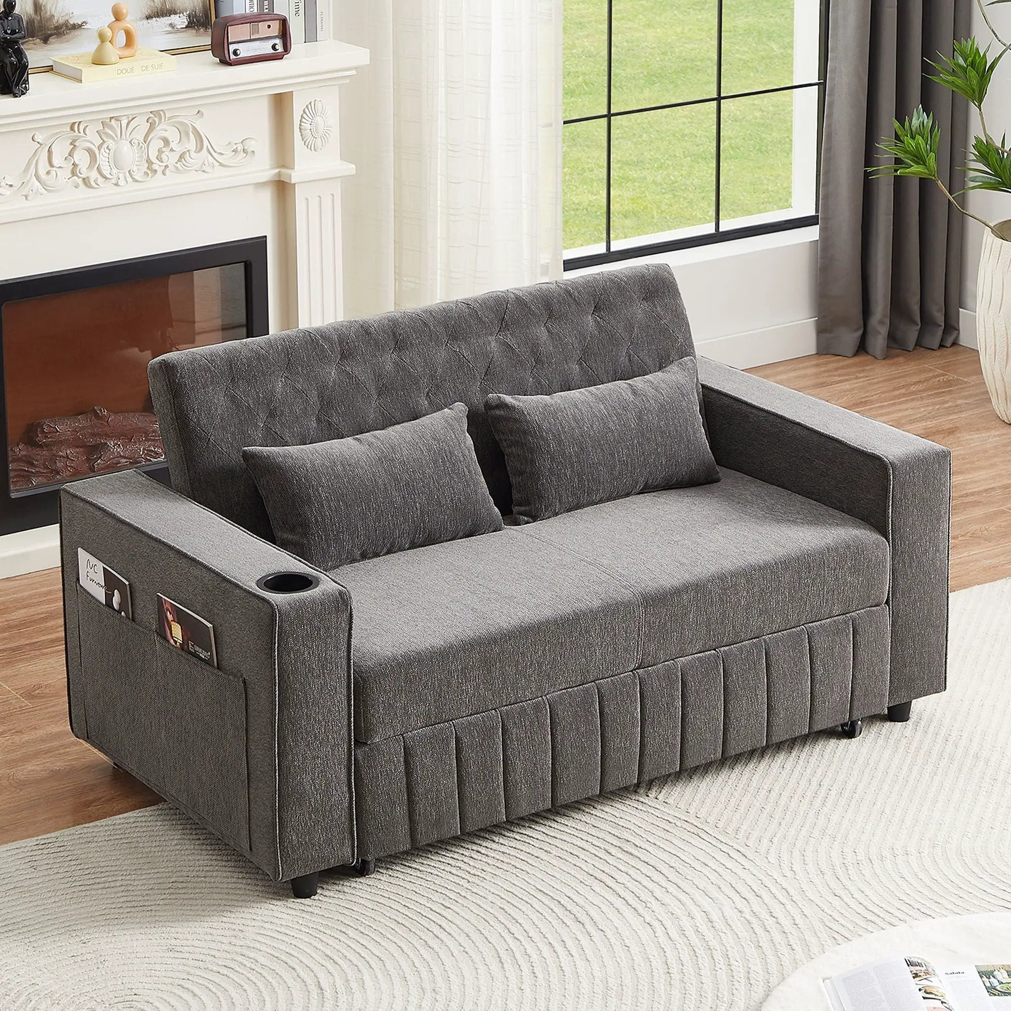 Pull-Out Sofa Bed Convertible Couch With Adjustable Backrest For Living Room by HouseOfZazla