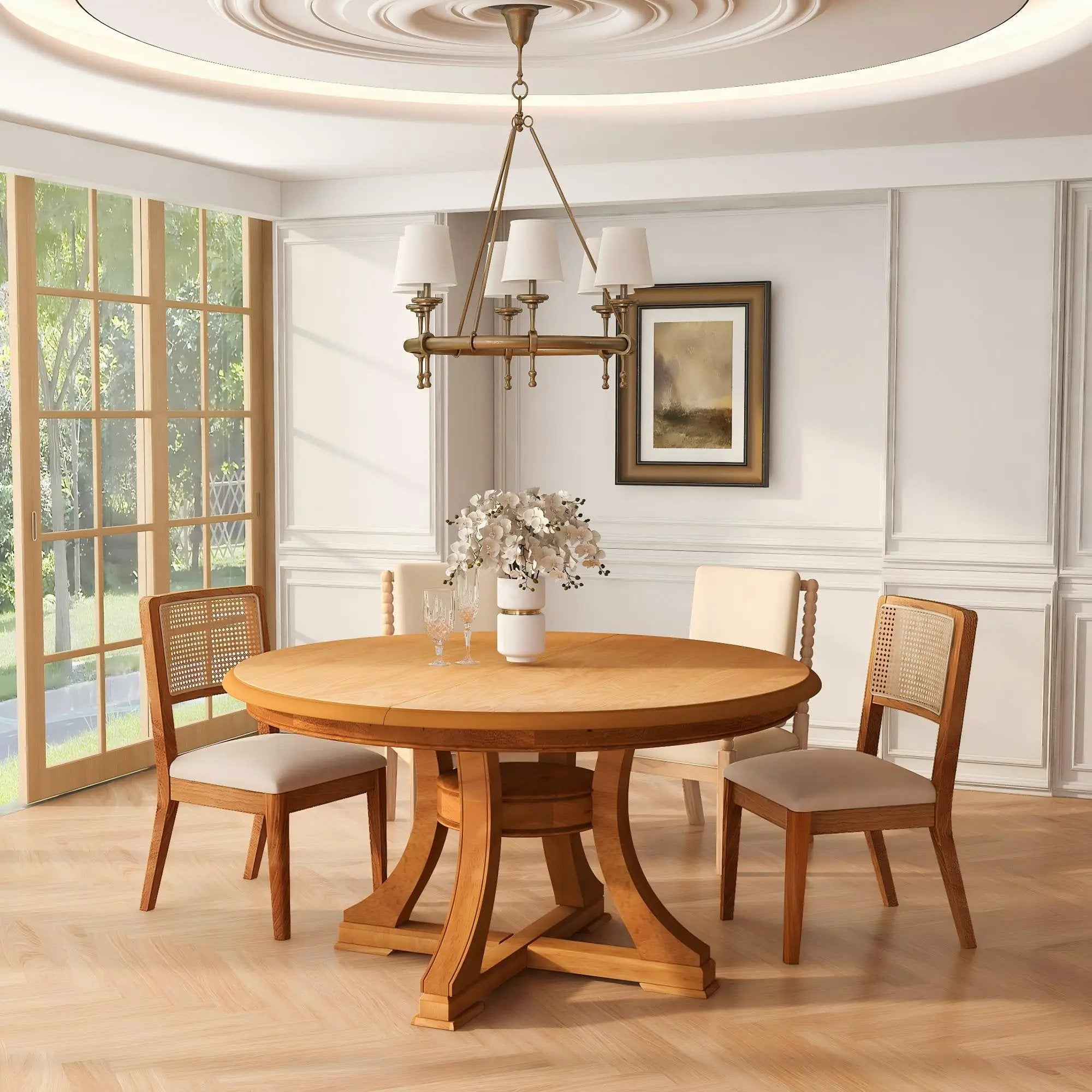 Extendable Round Rubber Wood Dining Table by HouseOfZazla