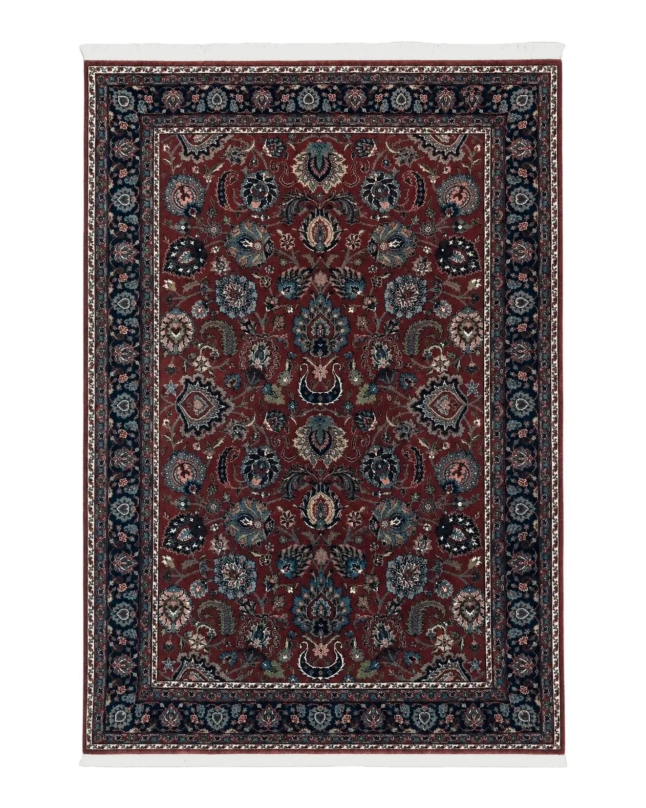 Indo Persian Rug 5x7, Vintage Traditional Floral Carpet, Burgundy and Navy Blue by Jewel Rugs