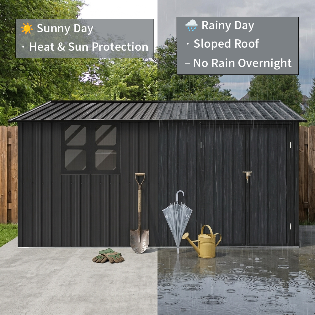 12x10 ft Metal Garden Shed Outdoor Storage by HouseOfZazla