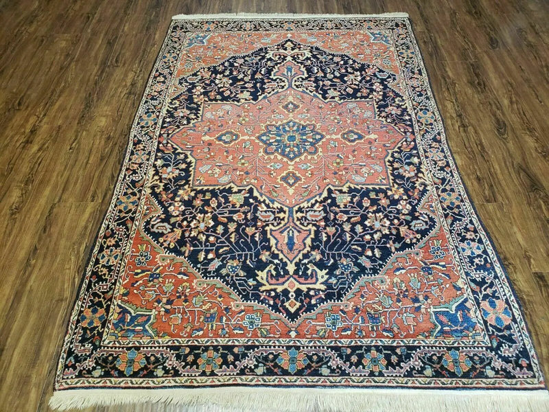 4.5' X 6.5' Handmade Antique Fine Indian Wool Rug Carpet Red by Jewel Rugs