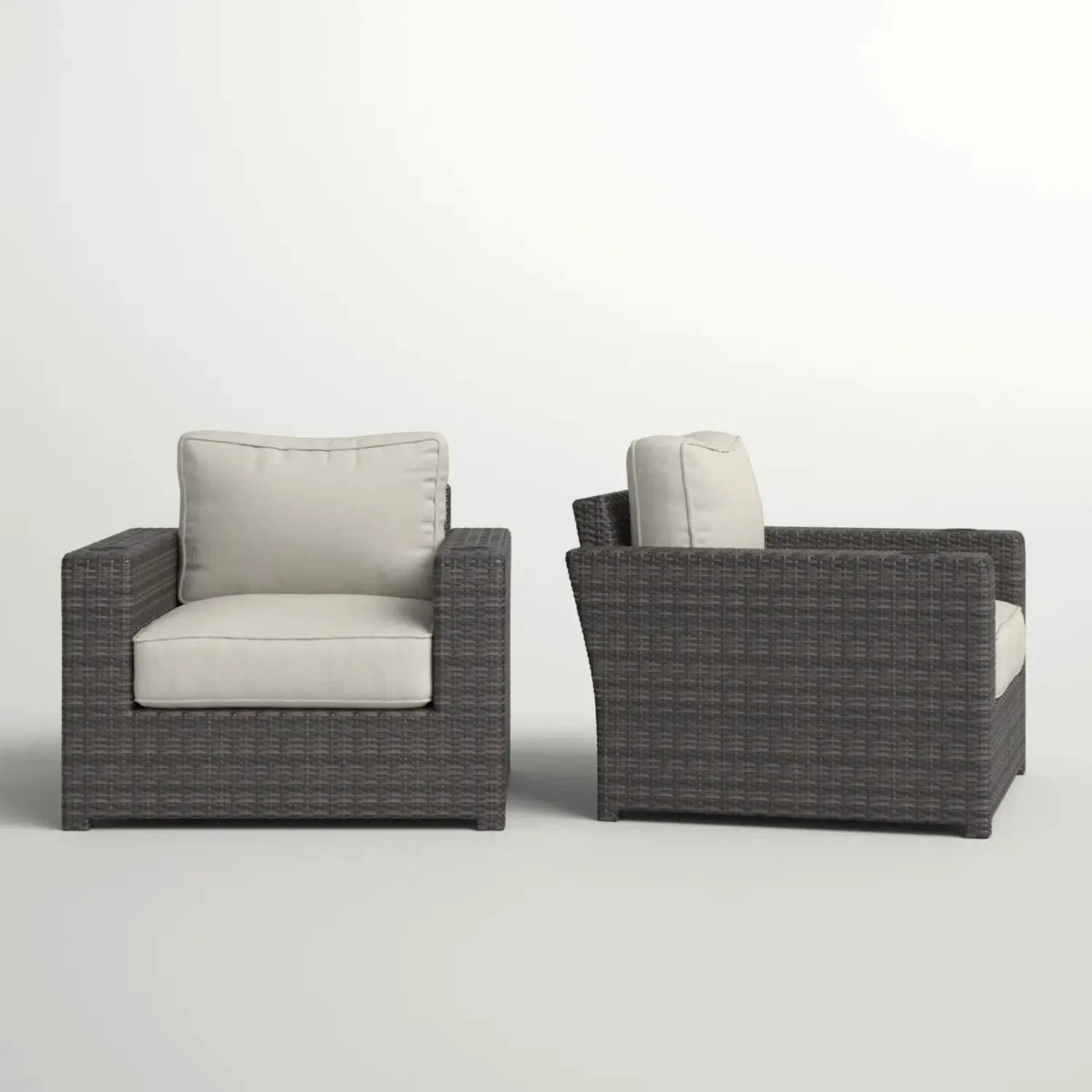 Outdoor Armchairs With Cushions (Set of 2) - Espresso / Gray by HouseOfZazla