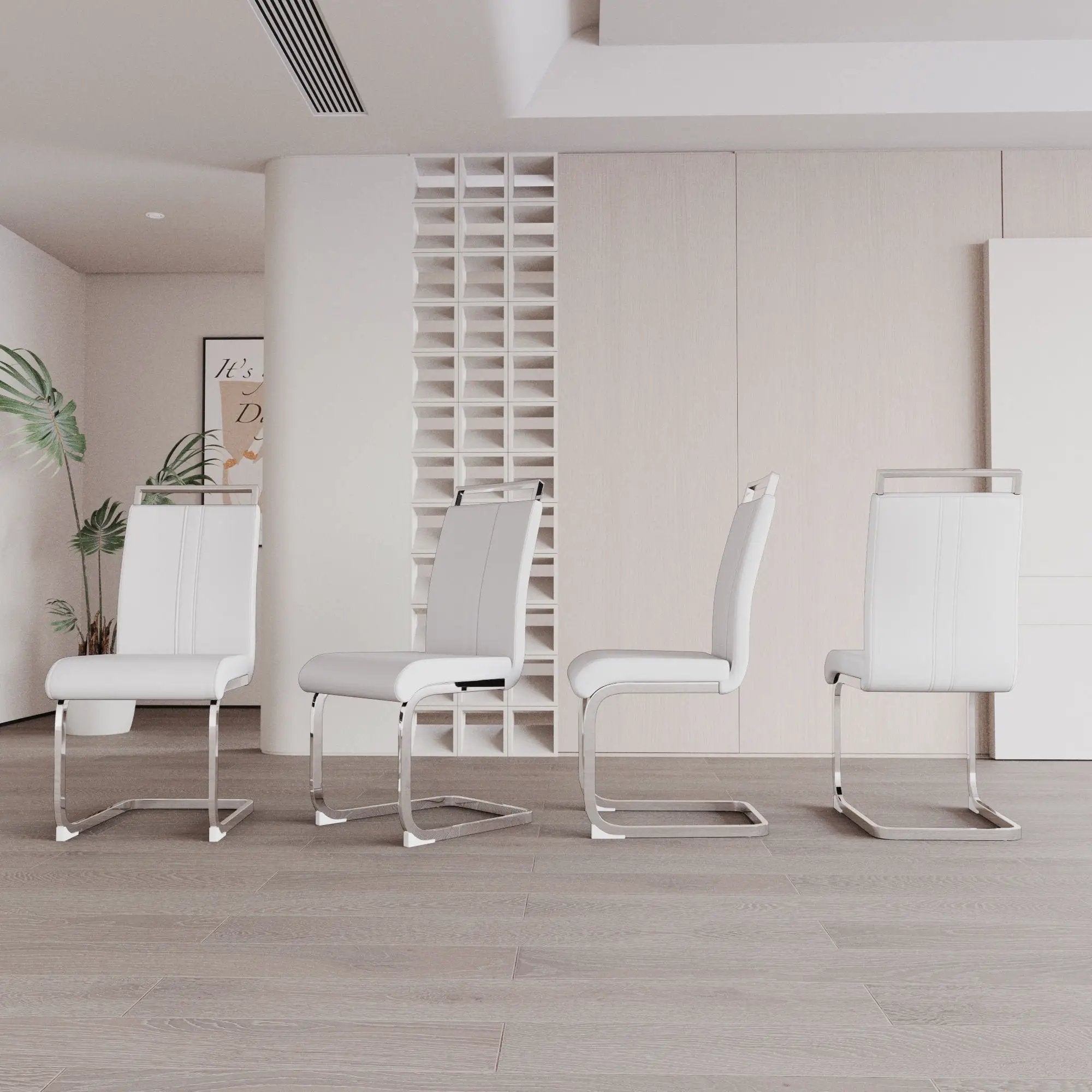 Modern Dining Chairs With Padded Seat, High Back