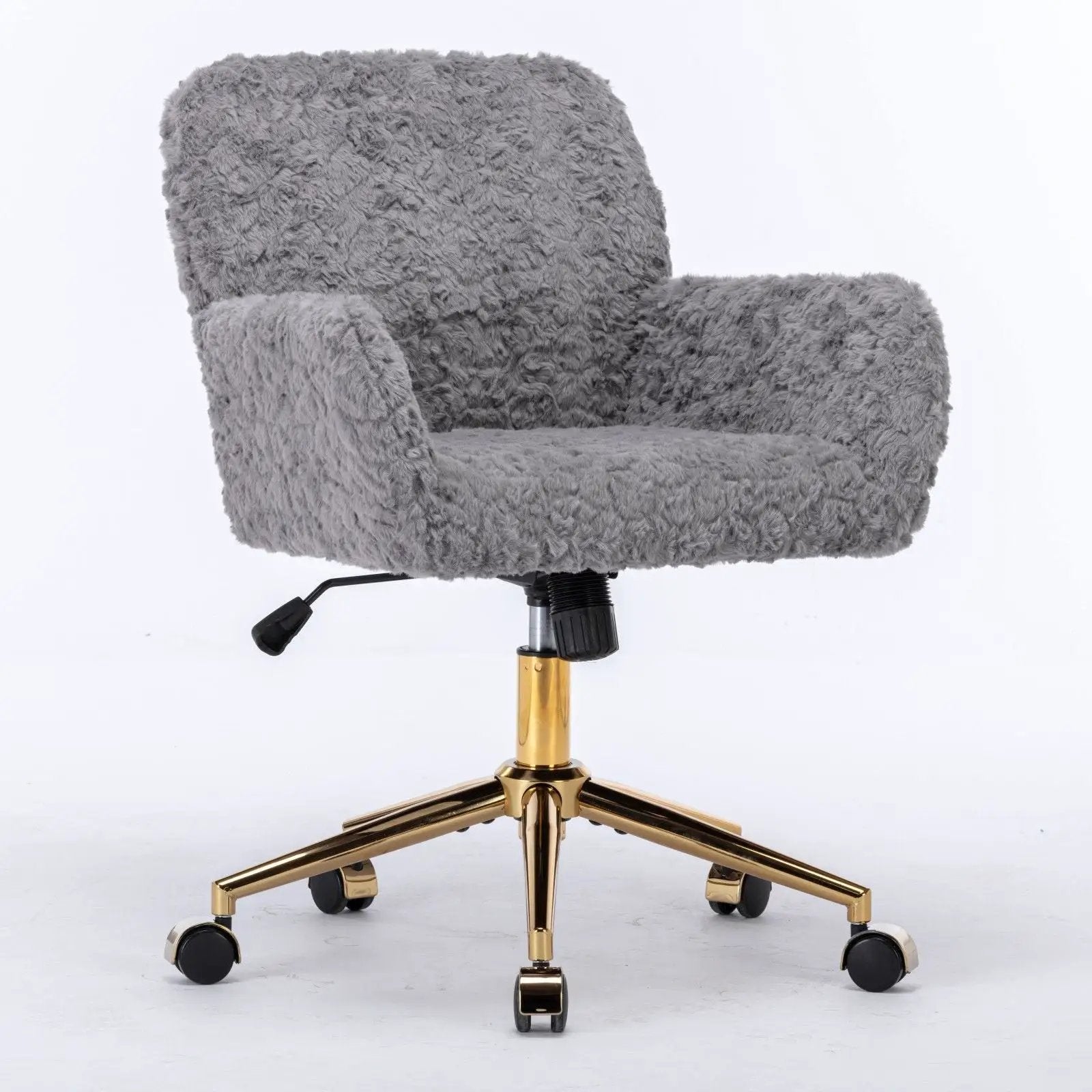 Office Chair, Artificial Rabbit Hair Home Office Chair With Metal Base, Adjustable Desk Chair Swivel Office Chair, Vanity Chair by HouseOfZazla