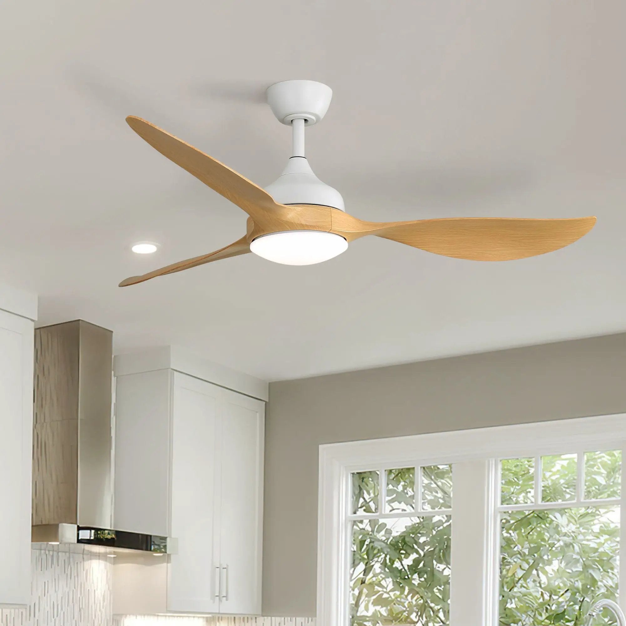 Modern Ceiling Fans Dimmable LED Light Quiet DC Reversible Motor For Indoor & Outdoor - White by Unique Piece Furniture