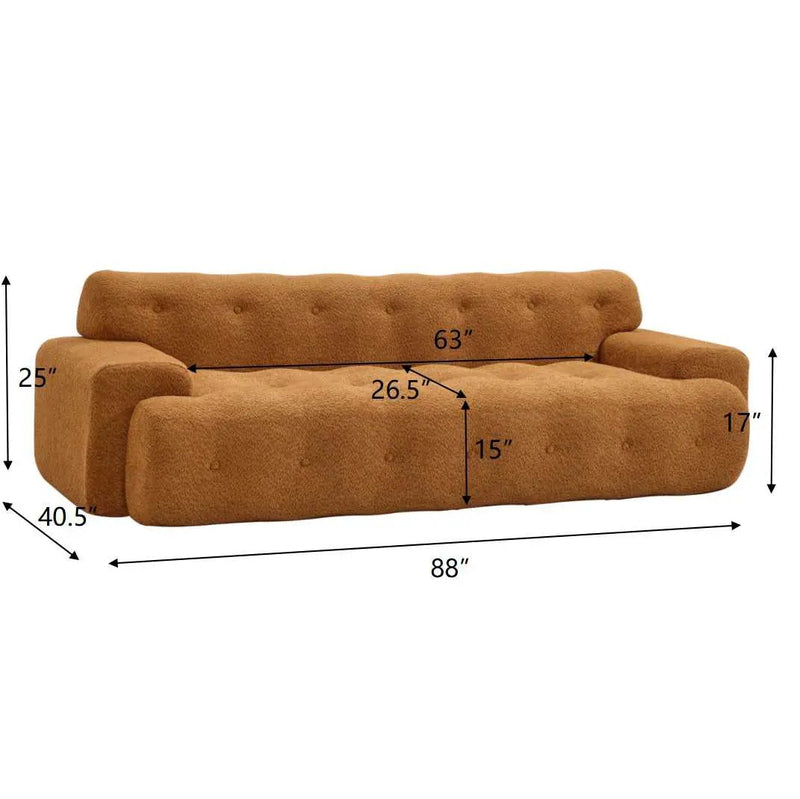 88 in. Cloud 3 Seater Boucle Sofa with Button Tufted Comfy Upholstered Couch, Nomad by HouseOfZazla