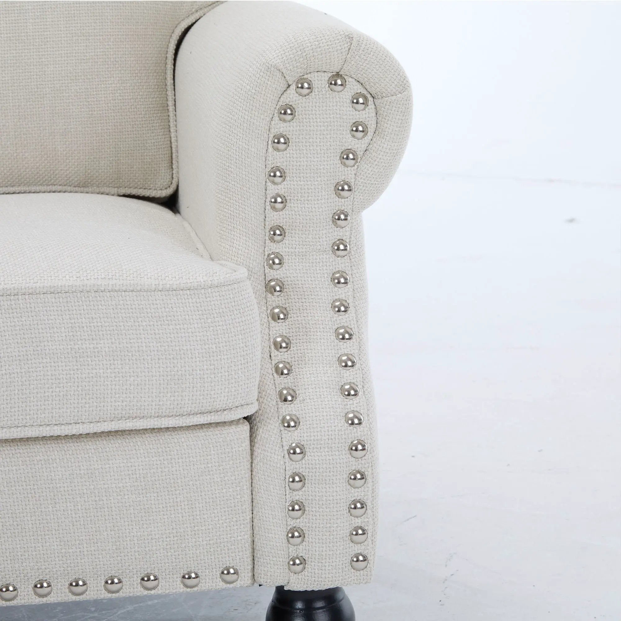 Rolled Arm Sofa With Nailhead Trim With Wooden Legs by Unique Piece Furniture