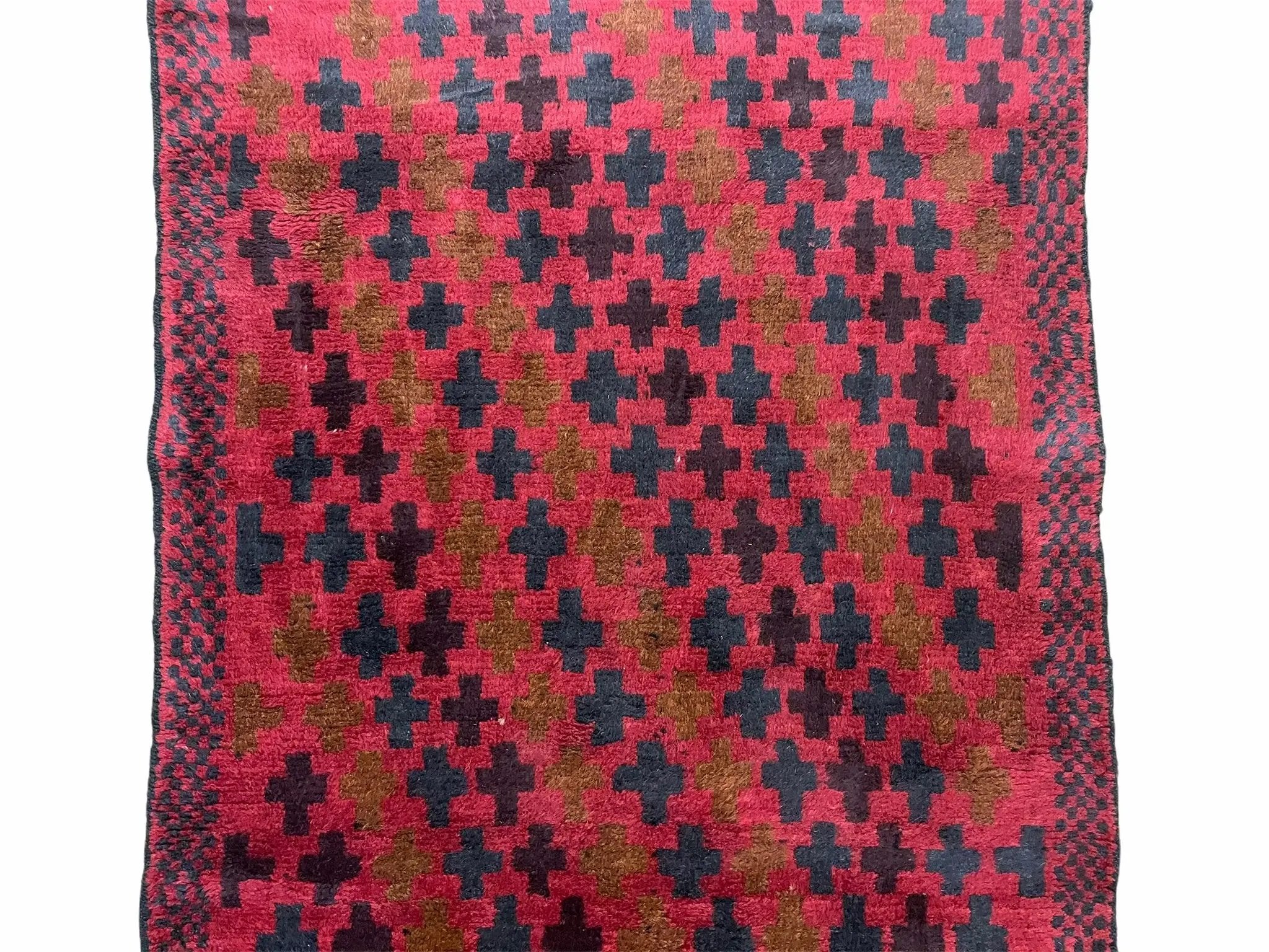 2' 10" X 4'8" Vintage Handmade Tribal Wool Rug Balouchi Rug Afghan Rug Red Beige by Jewel Rugs