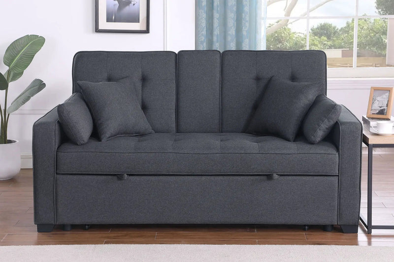 Cody II - Convertible Sleeper Loveseat With Cup Holder, Charging Ports and Pocket - Dark Gray by Unique Piece Furniture