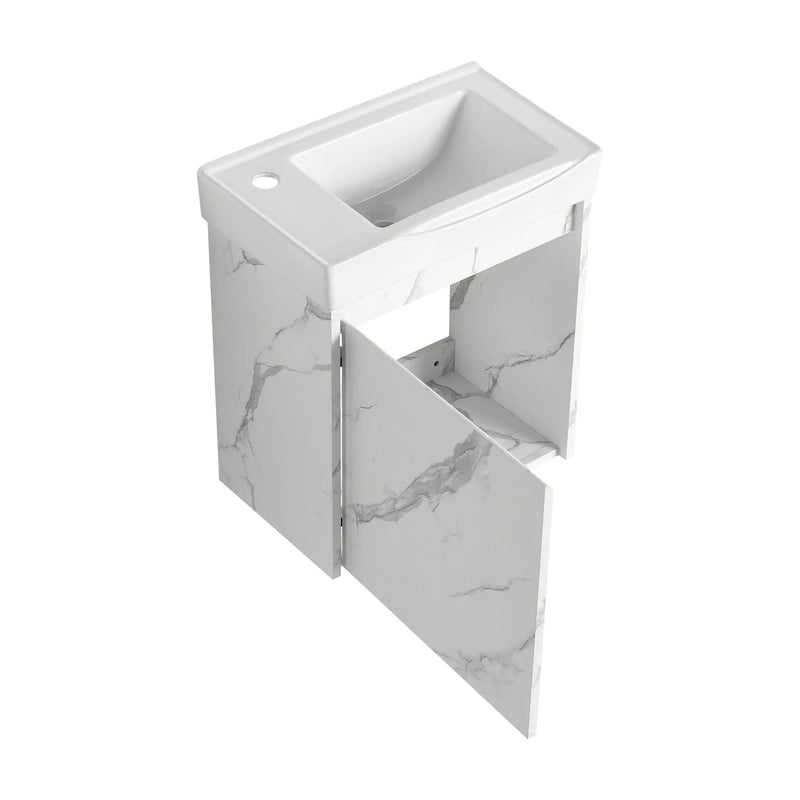 Modern Bathroom Vanity With Ceramic Basin, Wall Mounted Floating Sink Combo, Storage Cabinet by HouseOfZazla