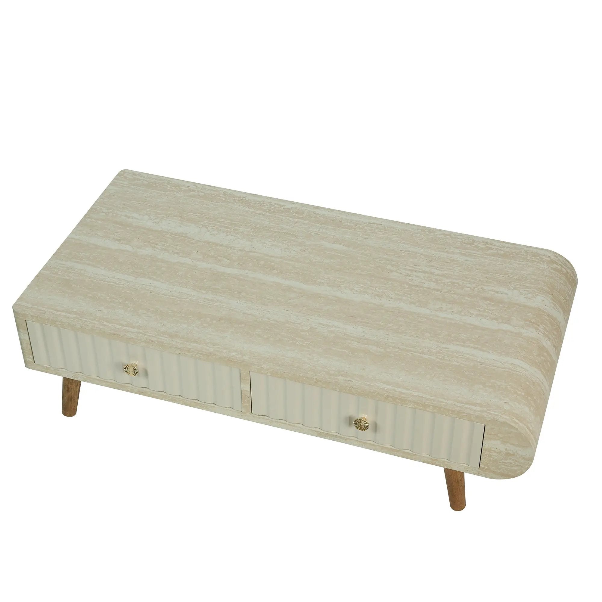 Coffee Table with Veneered Faux Marble Tabletop by HouseOfZazla