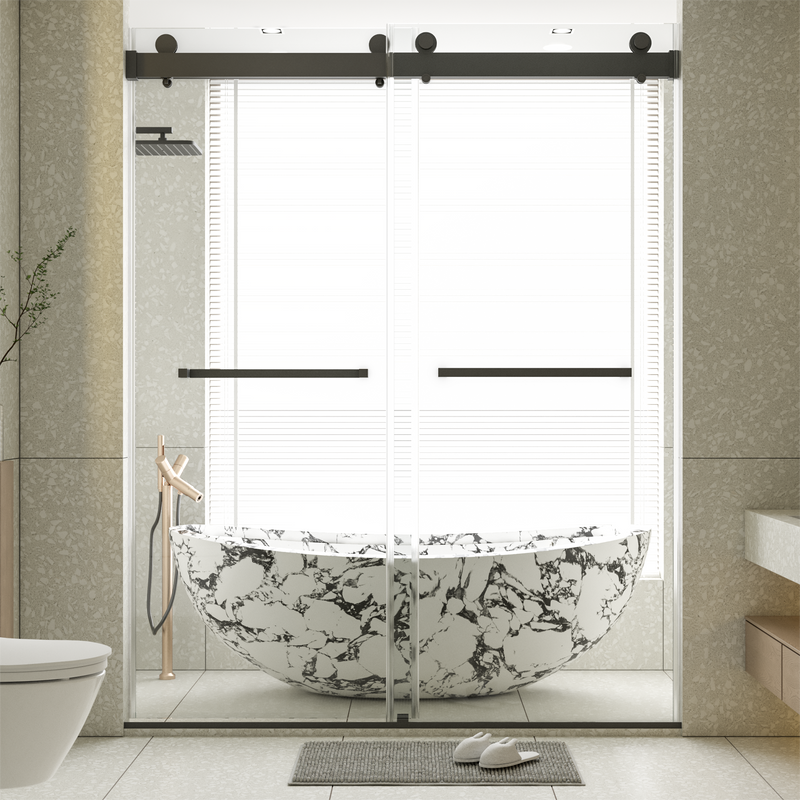 56-60"W x 76"H Frameless Double Sliding Soft-Close Shower Door by HouseOfZazla
