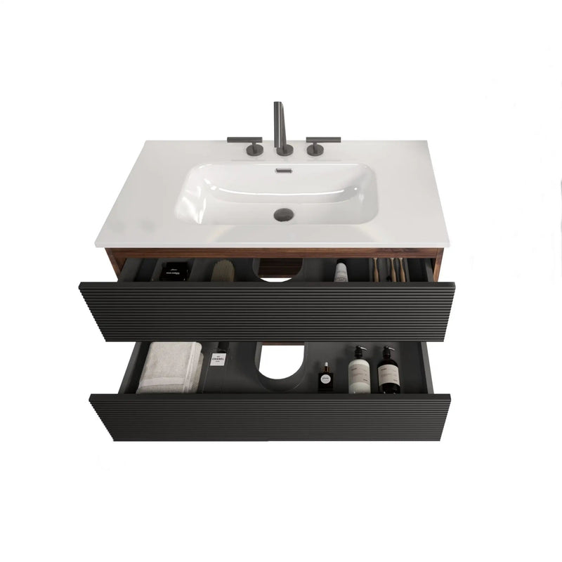 Gloria 36" Wall Mounted Soft Black Bathroom Vanity by HouseOfZazla