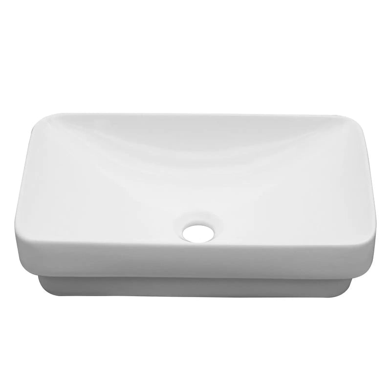 Semi Recessed Bathroom Sink With Countertop Vessel Design, 19" X 12" - White by HouseOfZazla