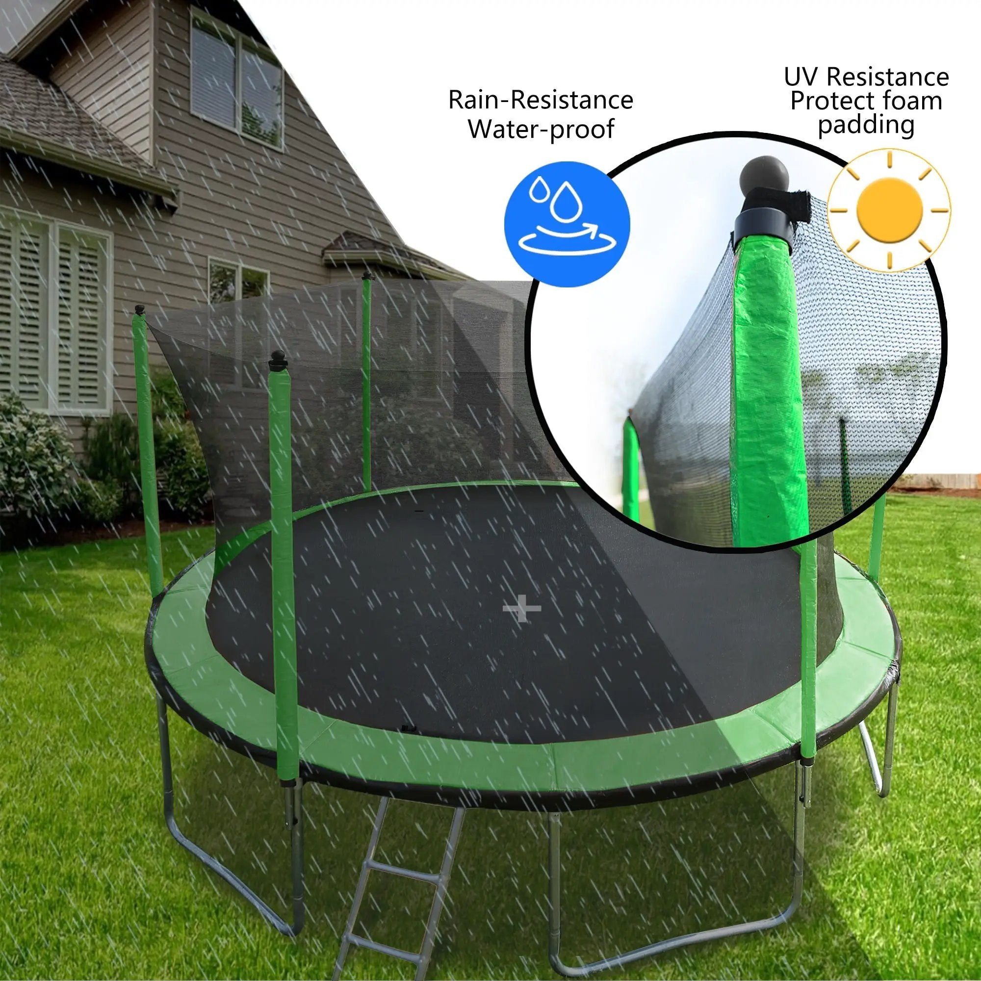 15Ft Trampoline With Basketball Hoop Inflator And Ladder (Inner Safety Enclosure) by HouseOfZazla