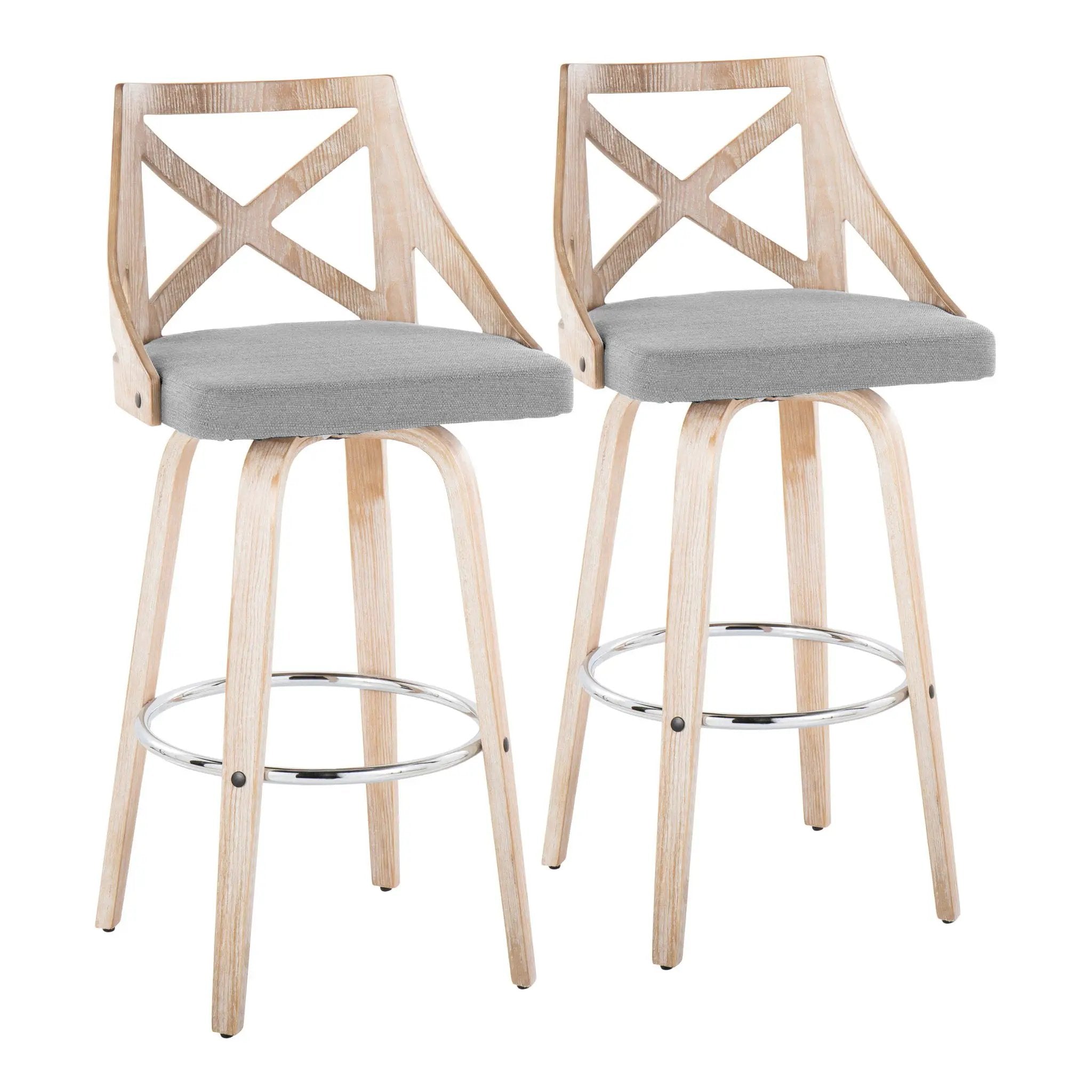 Charlotte - Farmhouse Fixed Height Bar Stool With Swivel And Round Footrest (Set of 2) by Unique Piece Furniture