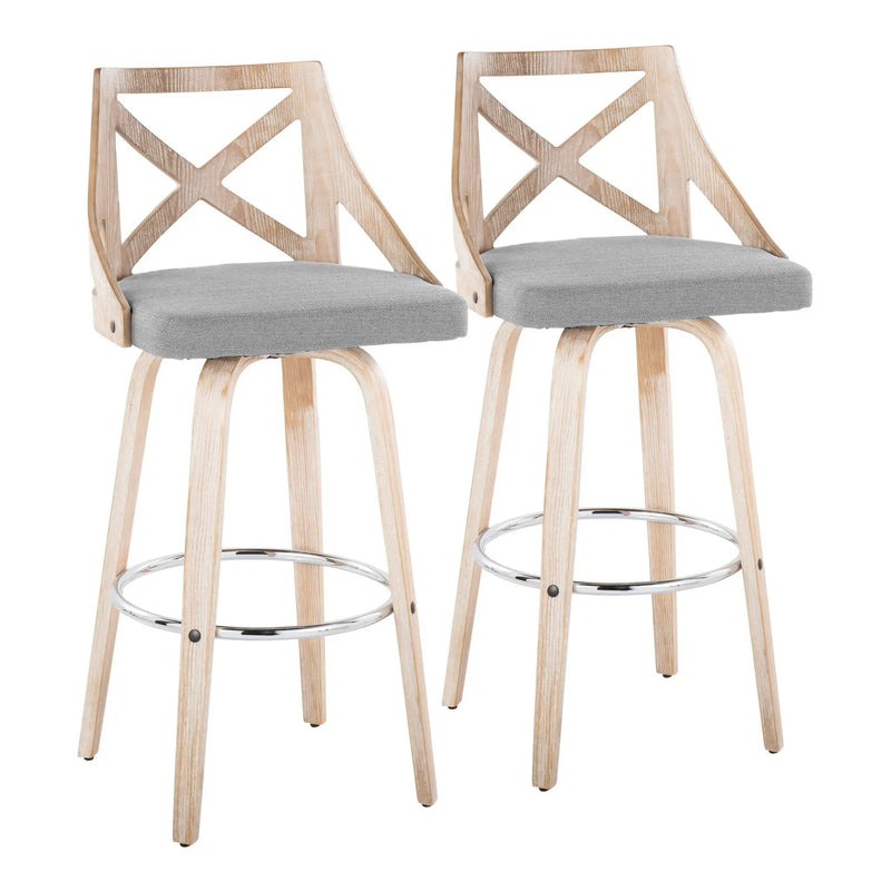 Charlotte - Farmhouse Fixed Height Bar Stool With Swivel And Round Footrest (Set of 2) by Unique Piece Furniture