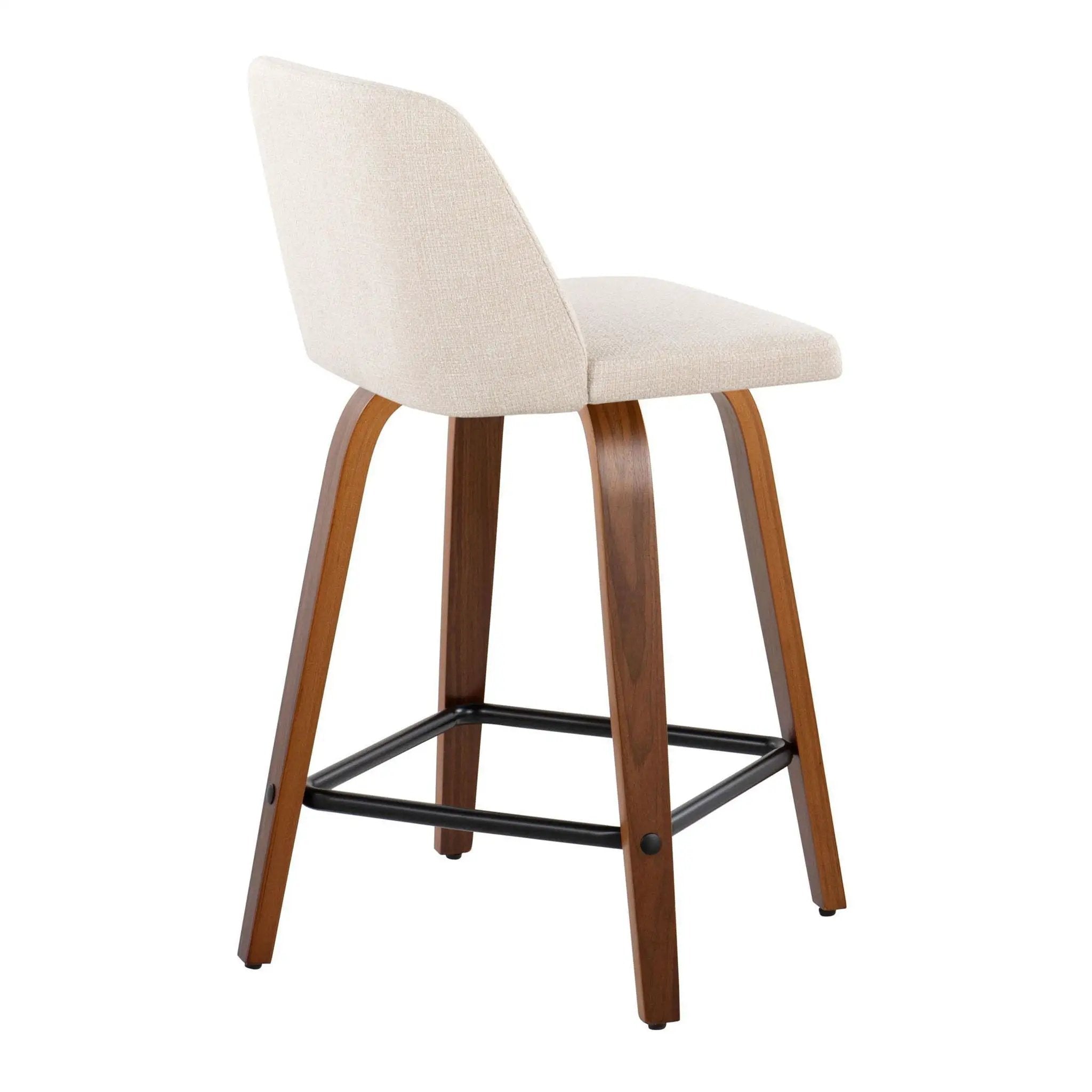 Toriano - Mid Century Modern Fixed Height Counter Stool With Swivel & Square Footrest (Set of 2) by HouseOfZazla