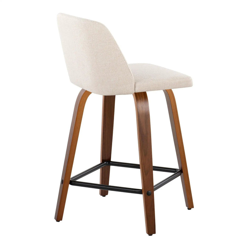 Toriano - Mid Century Modern Fixed Height Counter Stool With Swivel & Square Footrest (Set of 2) by HouseOfZazla