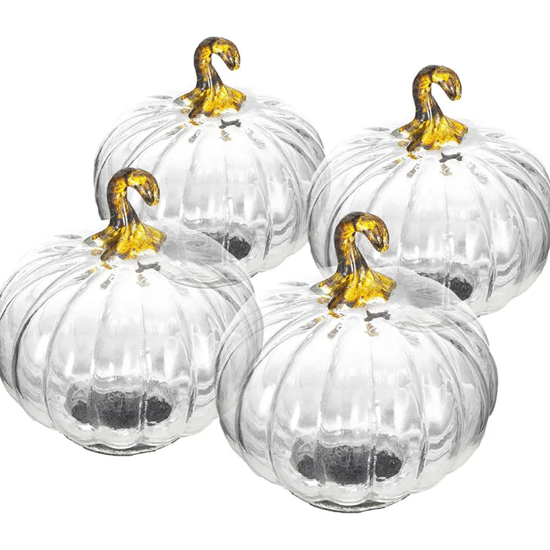 Set of 4 Clear Glass Pumpkin Decor by HouseOfZazla