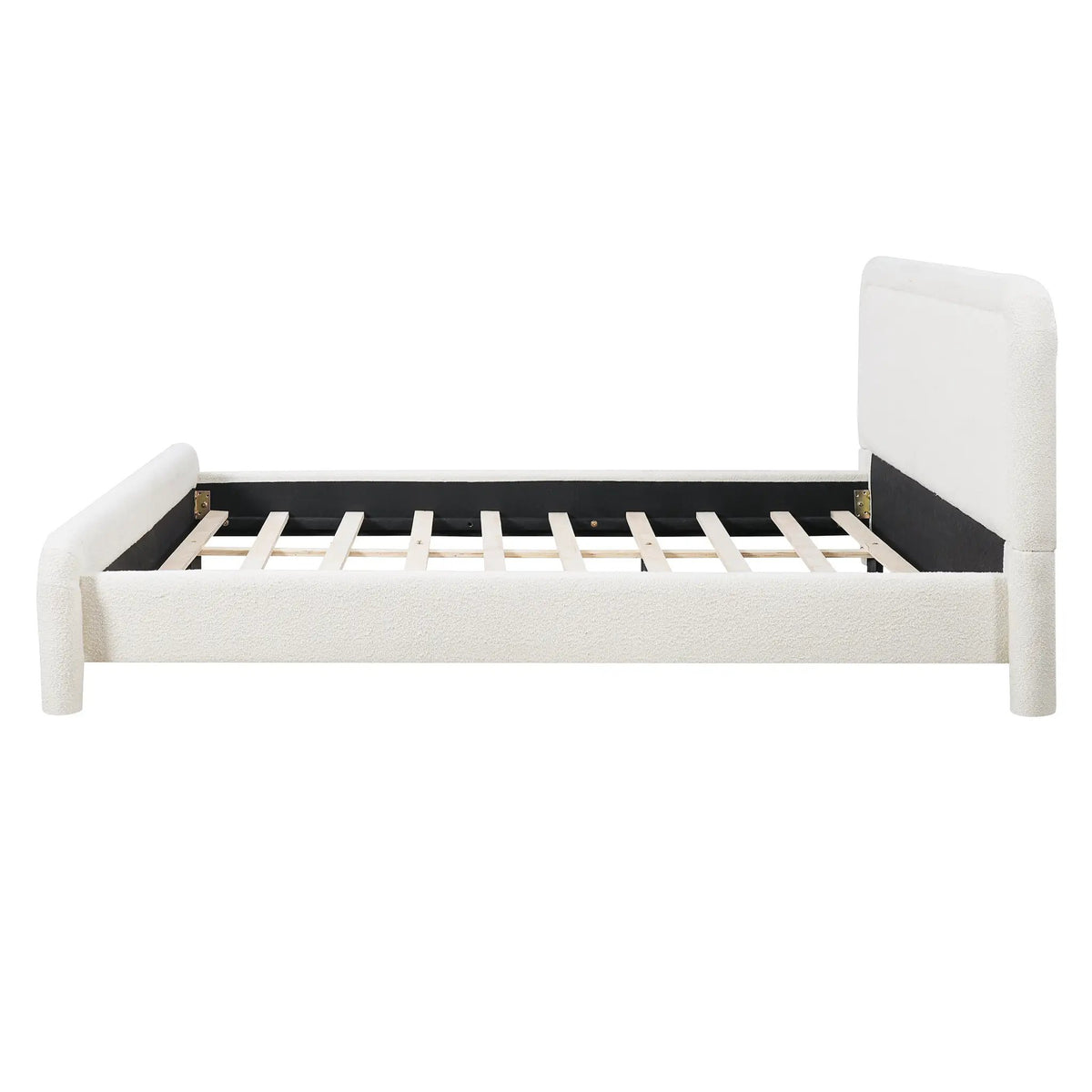 King Size Upholstered Platform Bed Frame with Curved Headboard by HouseOfZazla