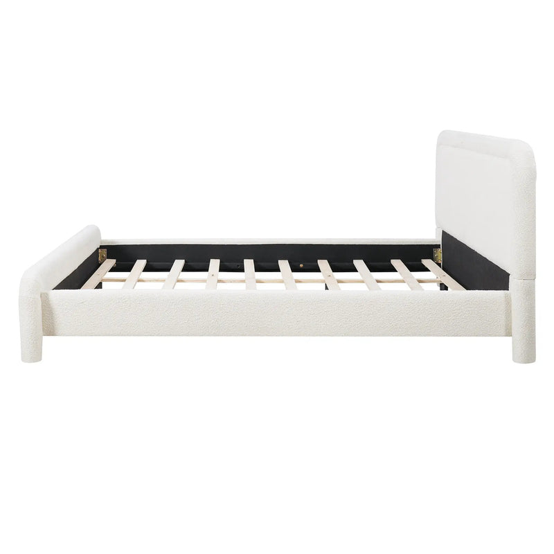 King Size Upholstered Platform Bed Frame with Curved Headboard by HouseOfZazla