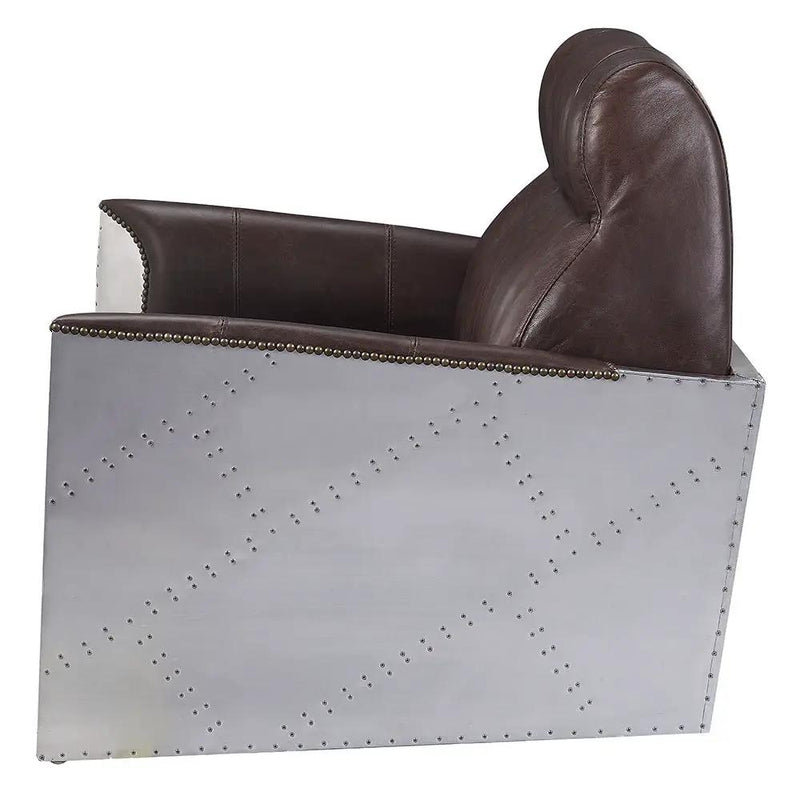 Brancaster - Accent Chair - Espresso Top Grain Leather & Aluminum by Unique Piece Furniture