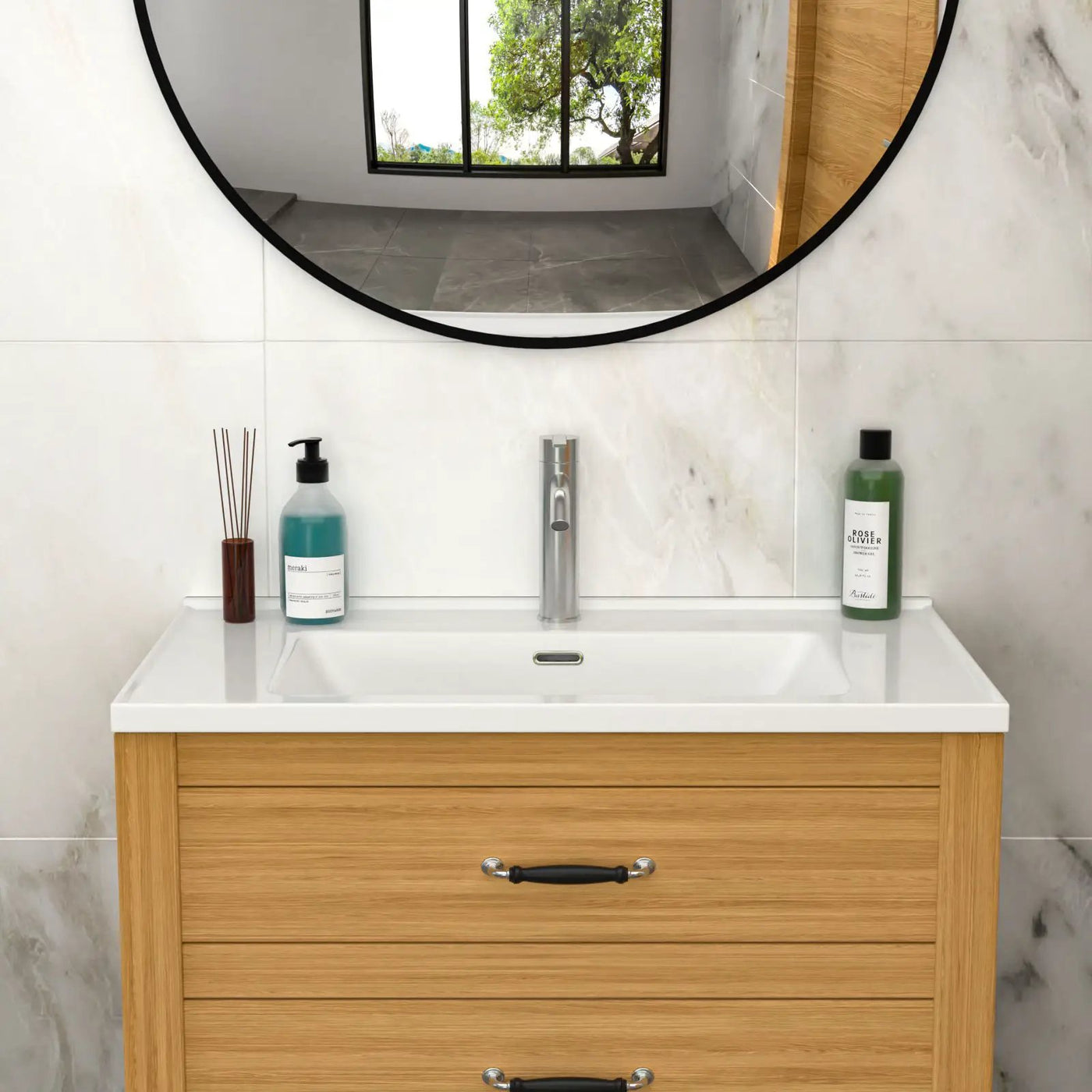 Modern Rectangular Vanity Top With Overflow For Bathroom by HouseOfZazla
