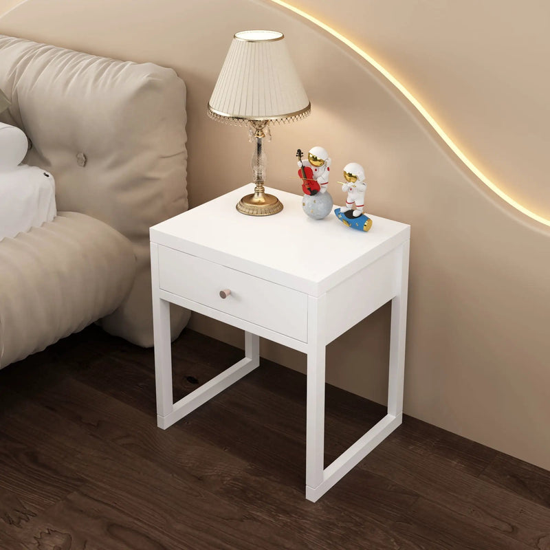 Nightstand With Drawer, Minimalist Bedside Table, Compact End Table For Bedroom - White by Unique Piece Furniture