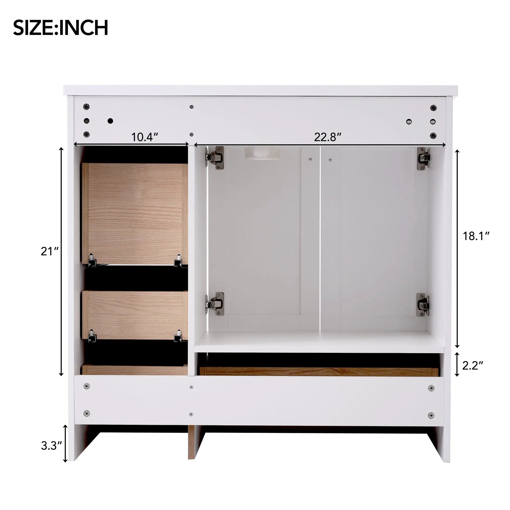 Shaker Free Standing Bathroom Vanity Cabinet With Sink, Soft Close Drawers, Soft Close Doors by HouseOfZazla