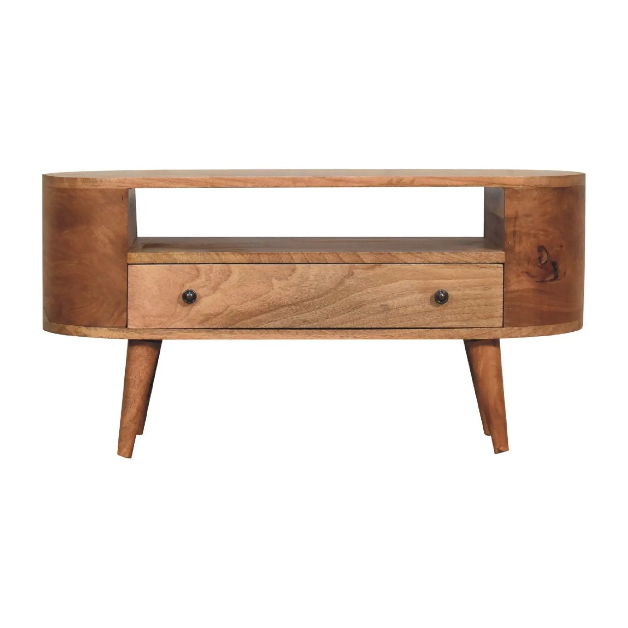 Modern Mini Rounded Entertainment Unit - Oak by HouseOfZazla