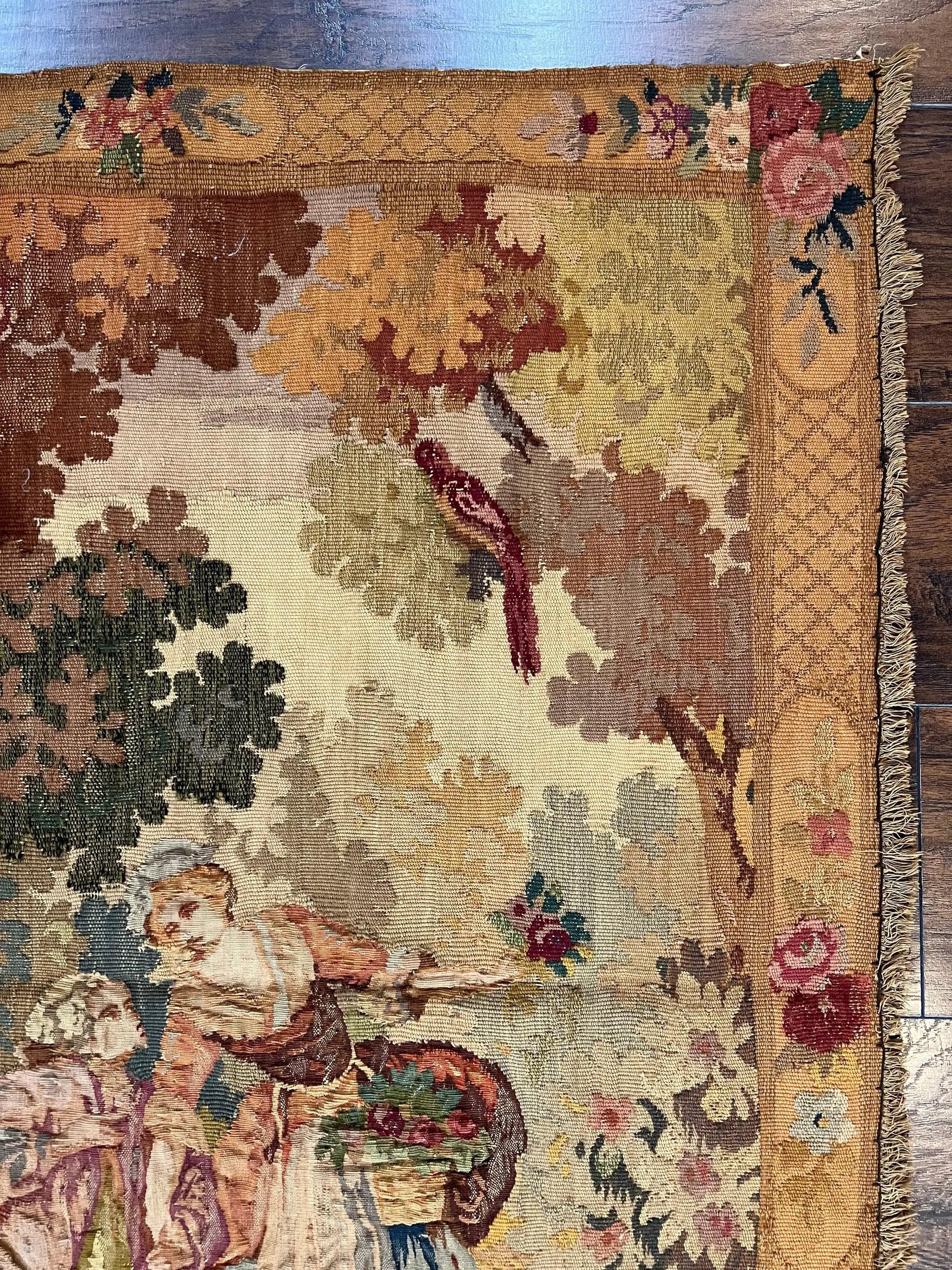 Antique Tapestry 3x4, European French Tapestry, Hand Loomed Victorian Tapestry, Vintage Wool Tapestry 3 x 4 ft by Jewel Rugs