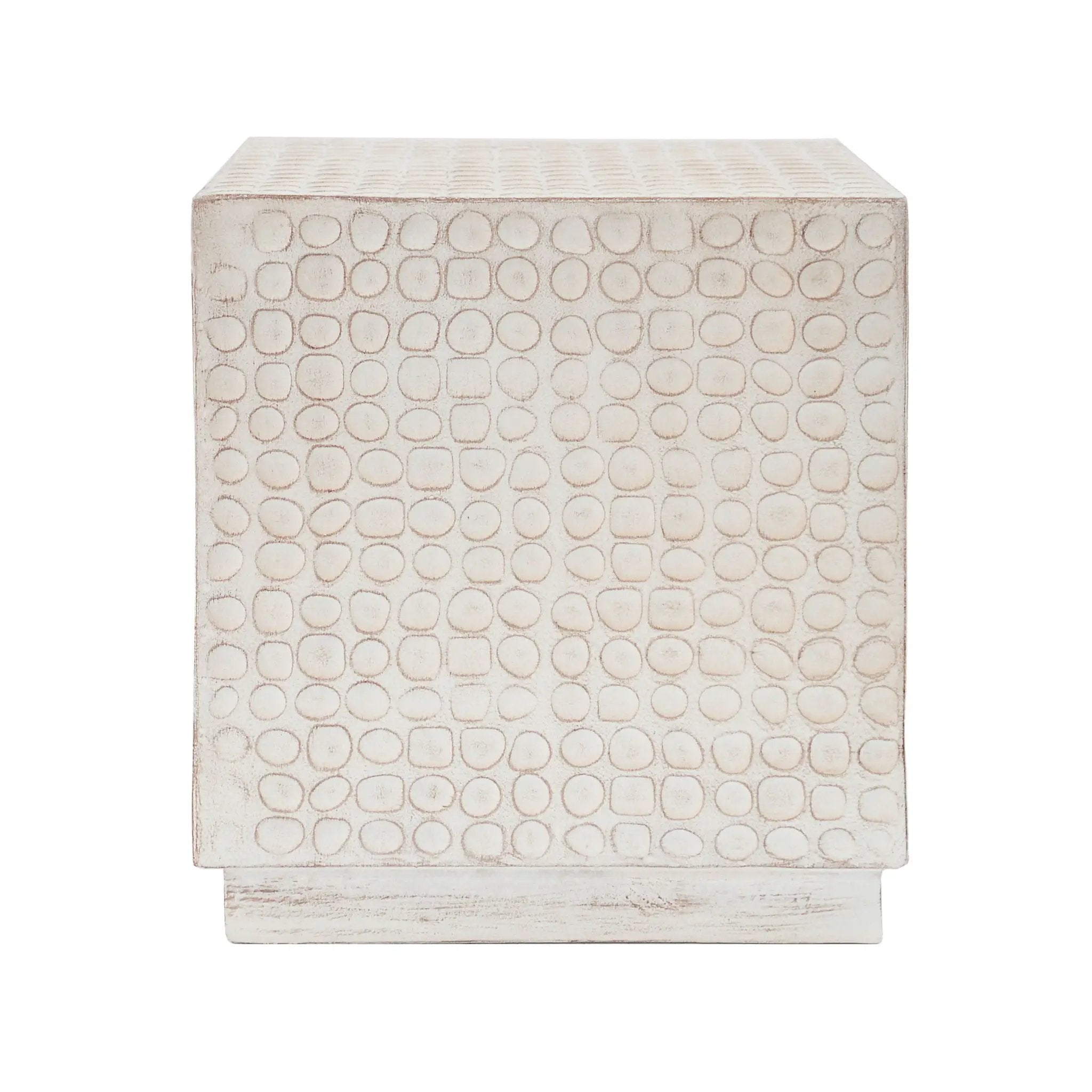 Chic Modern MGO Cube Side Table with Fluted Design - Antique Brown by HouseOfZazla