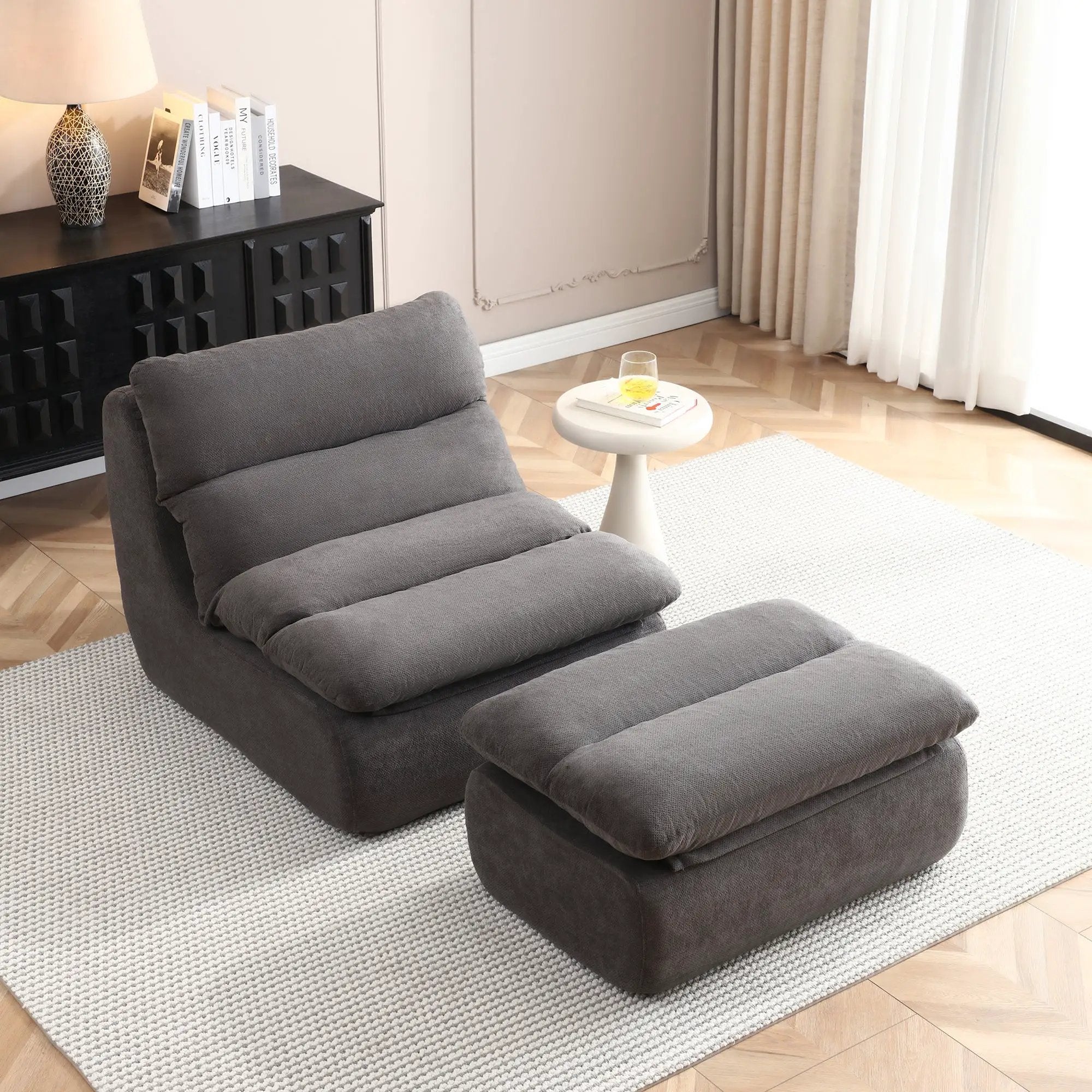 32" Bean Bag Chair with Ottoman by HouseOfZazla