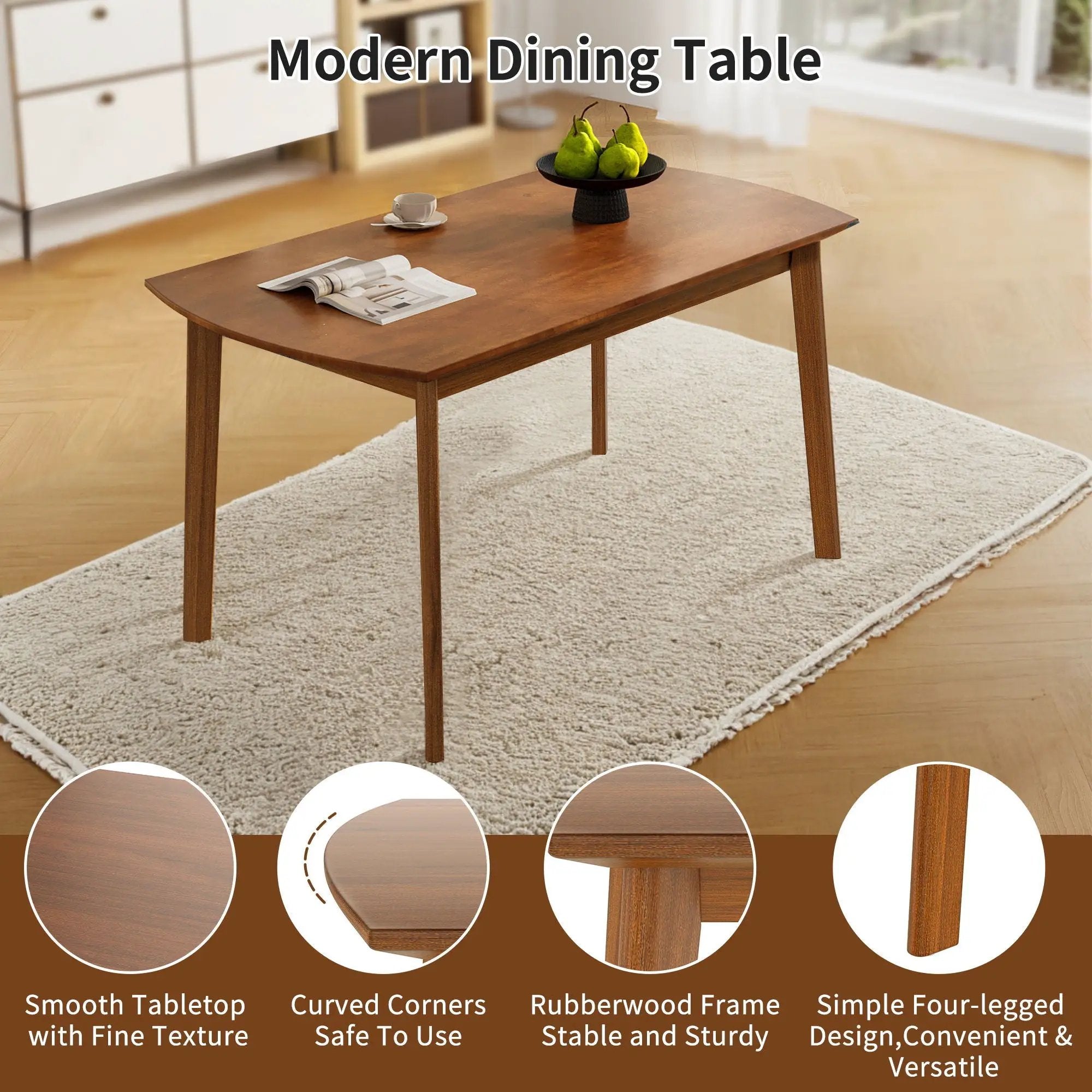 Dining Table Set For 4, Solid Wood Dining Table And Solid Wood Chairs, 5 Pieces Farmhouse Dining Table And 4 Upholstered Chairs - Brown / Gray by Unique Piece Furniture
