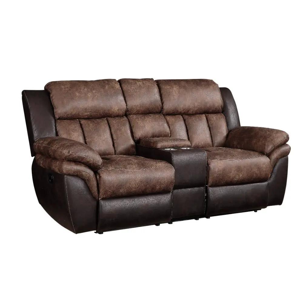 Jaylen - Motion Loveseat With Console - Toffee & Espresso Polished Microfiber by Unique Piece Furniture