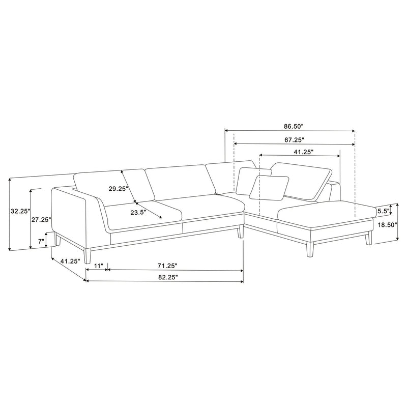 Harlan - L-Shape Upholstered Sectional With Pillows - Gray by HouseOfZazla