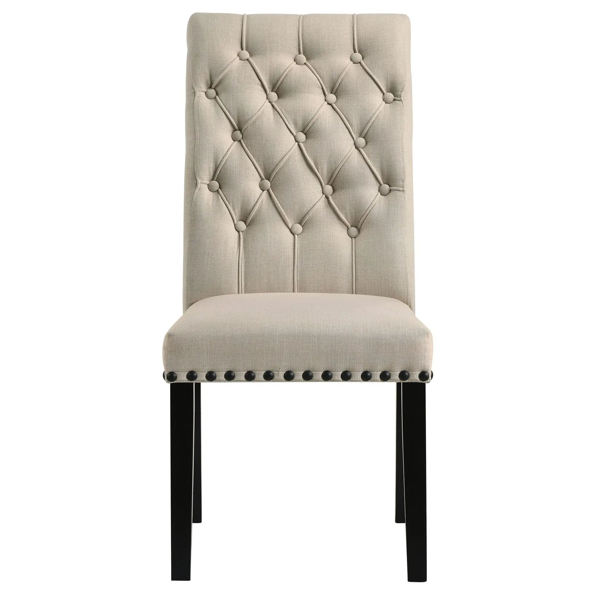 Alana Fabric Upholstered Dining Side Chair Beige (Set of 2) by Unique Piece Furniture